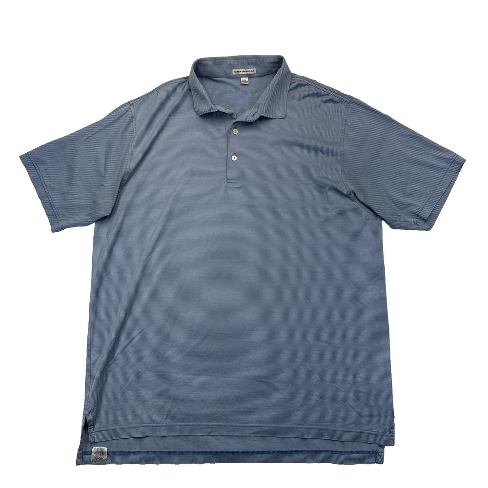 Peter Millar XL Blue Micro Stripe Polo Preppy Golf Country Club Style